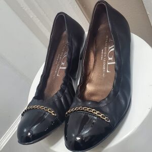 Attilio Giusti Leombruni Chain Detail Black Ballet Flats Size 6.5 🌴
